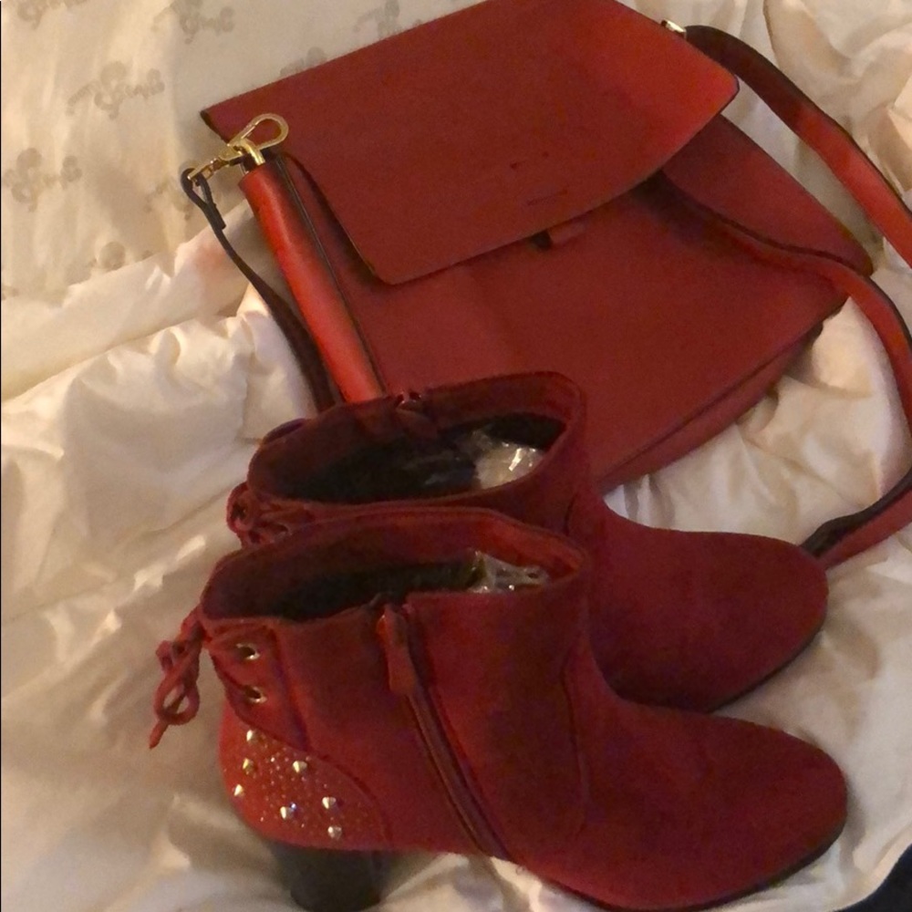 Like new red faux suede boots